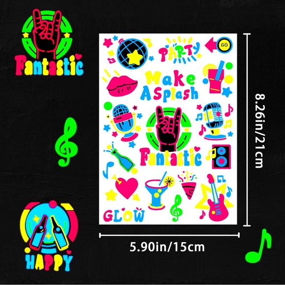 Glow in the Dark UV Neon Temporary Tattoos - Picture 4 of 7